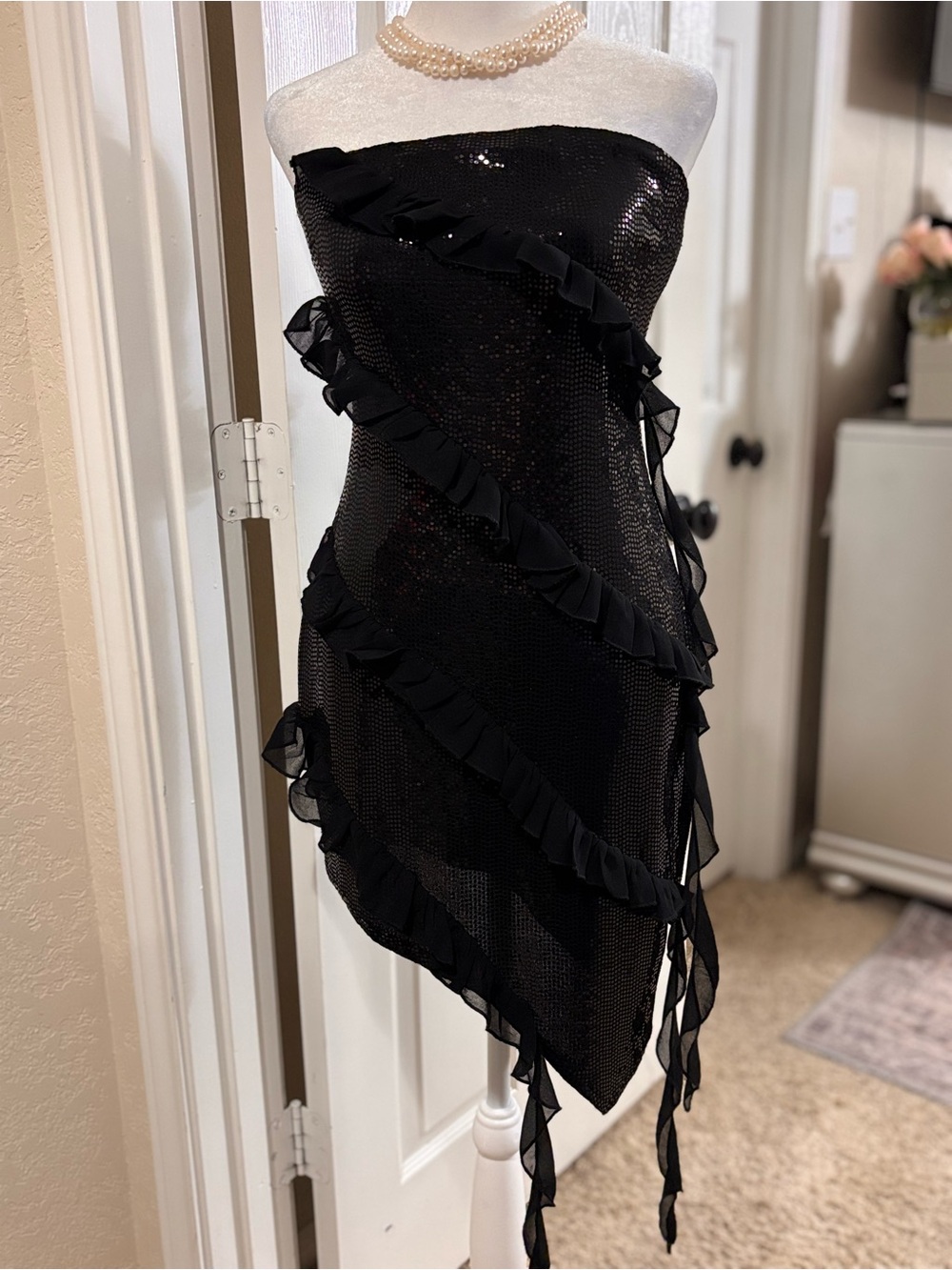 privy Black Sequin Layered dress